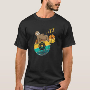 Cute Sleeping Sloth Music Vinyl LP Musician Music T-Shirt