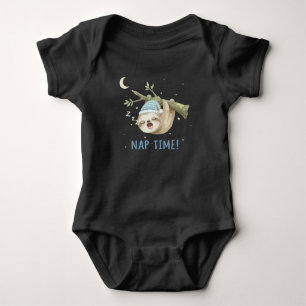 Cute Sleeping Sloth "Nap Time!" Cartoon Baby Bodysuit