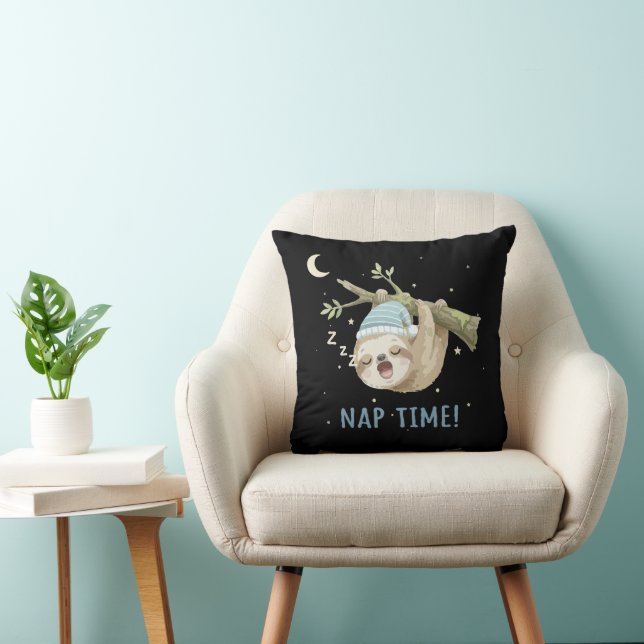 Cute Sleeping Sloth "Nap Time!" Cartoon  Cushion (Chair)