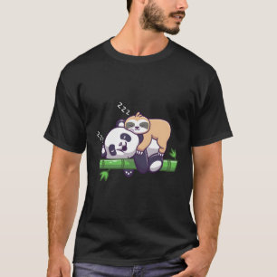 Cute Sleeping Sloth On Panda Bear Sloth Sleep T-Shirt