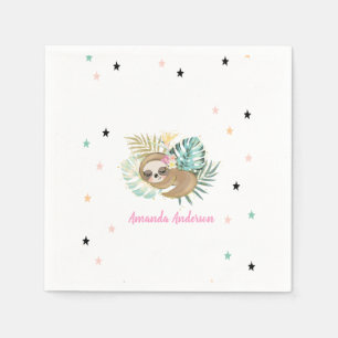Cute Sleeping Sloth,Stars,Princess   Napkin