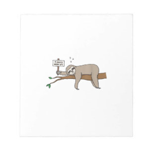 Cute Sleeping Sloth T Shirt Funny Lazy Tired Nappi Notepad