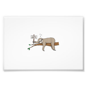 Cute Sleeping Sloth T Shirt Funny Lazy Tired Nappi Photo Print