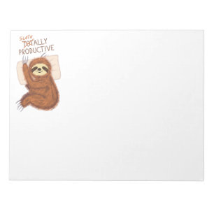 Cute Sleeping Sloth with Pillow and Funny Text Notepad