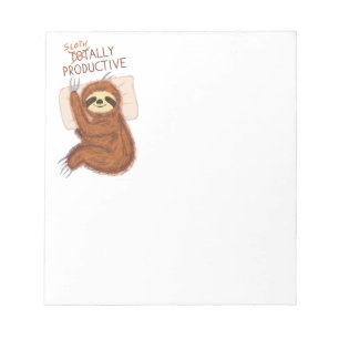 Cute Sleeping Sloth with Pillow and Funny Text Notepad