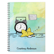 Cute Sleeping Star Personalised Notebook