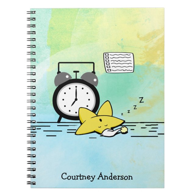 Cute Sleeping Star Personalised Notebook (Front)