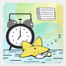 Cute Sleeping Star Square Sticker