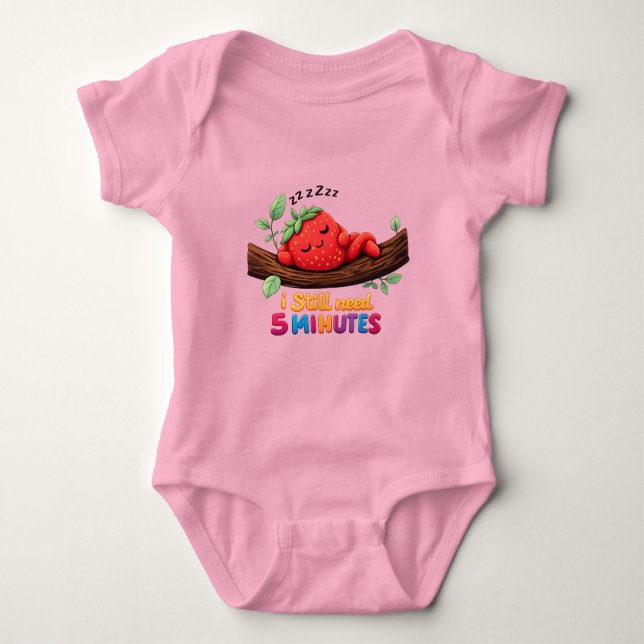 Cute Sleeping Strawberry – Baby Jersey Bodysuit (Front)