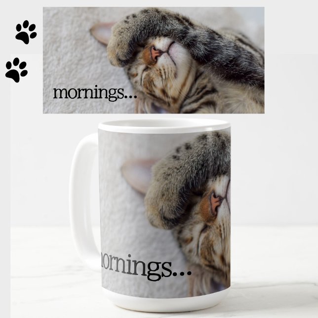Cute Sleeping Tabby Cat Mug for Morning Haters (Morning-haters will identify with this adorable tabby cat mug!)