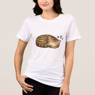 Cute Sleeping Tabby Kitten Tri-Blend Shirt