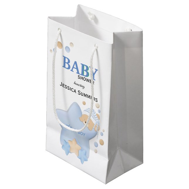 Cute Sleeping Teddy Bear Baby Shower Small Gift Ba Bag (Front Angled)