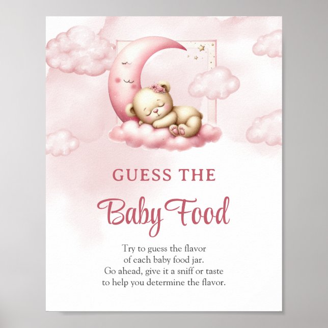 Cute sleeping teddy bear Guess The Baby Food game Poster (Front)