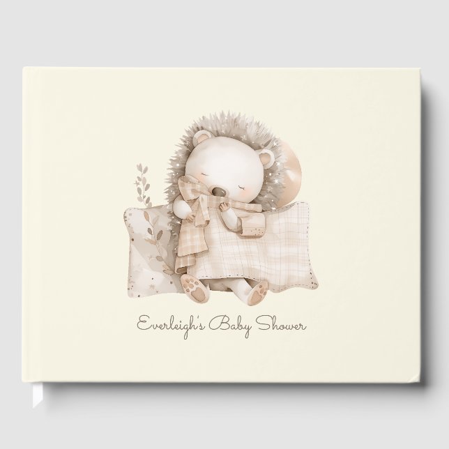 Cute Sleeping Teddy Bear Guest Book (Front)