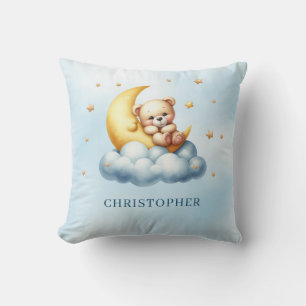 Cute sleeping teddy bear over the cloud cushion
