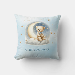 Cute sleeping teddy bear over the cloud cushion