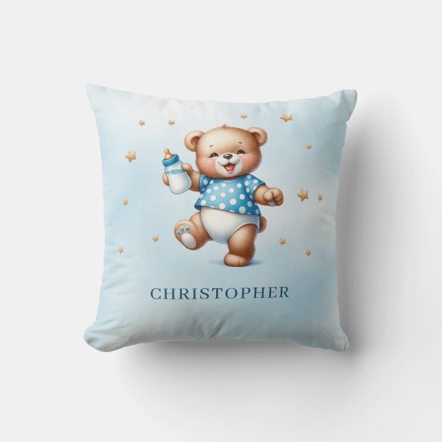 Cute sleeping teddy bear over the cloud cushion (Front)