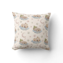 Cute Sleeping Teddy Bear Pattern with Stars & Moon