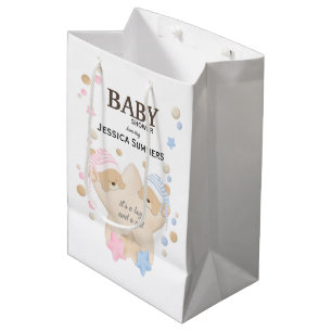 Cute Sleeping Teddy Bear Twins Baby Shower Medium  Gift Bag