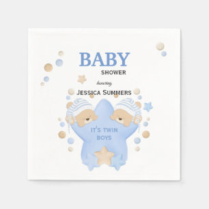 Cute Sleeping Teddy Bears Twin Baby Boys Shower Na Napkin