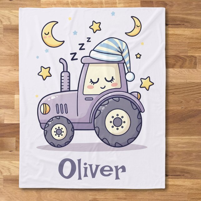 Cute Sleeping Tractor Fleece Blanket (Creator Uploaded)