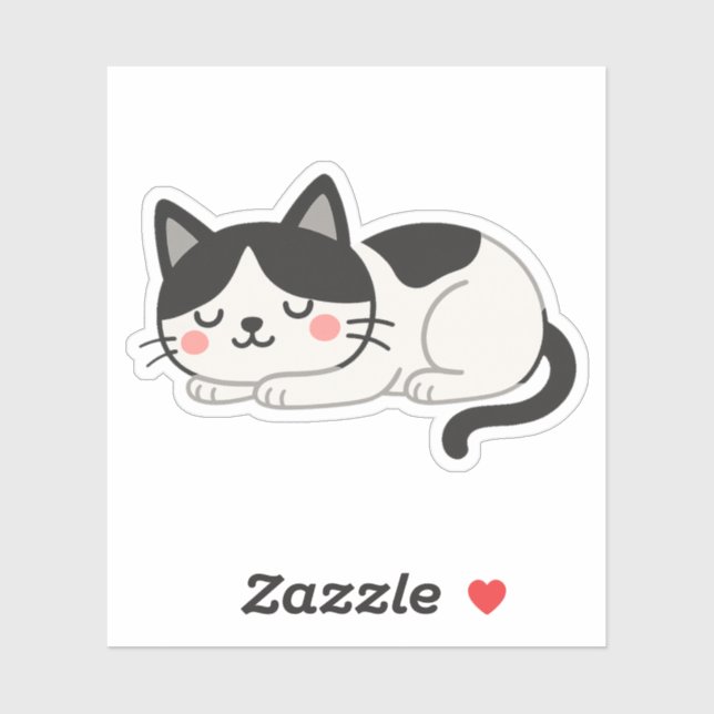 Cute Sleeping Tuxedo Cat Drawing (Sheet)
