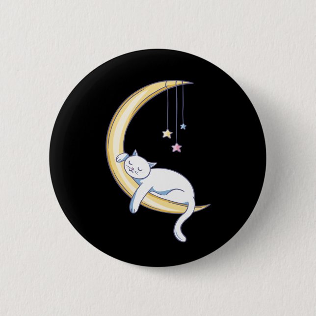 Cute Sleeping White Cat 6 Cm Round Badge (Front)
