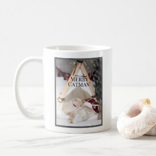 Cute Sleeping White Kitties Christmas Coffee Mug