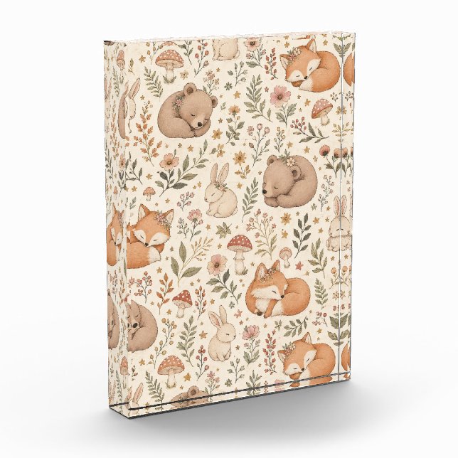 Cute Sleeping Woodland Animals Boho Pattern (Fox,  Photo Block (Left)