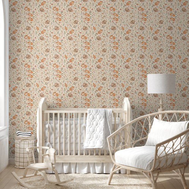 Cute Sleeping Woodland Animals Boho Pattern (Fox,  Wallpaper (Kids)
