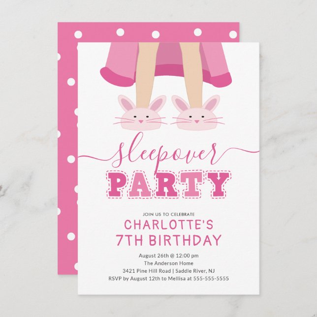 Cute Sleepover Pajama Birthday Invitation (Front/Back)