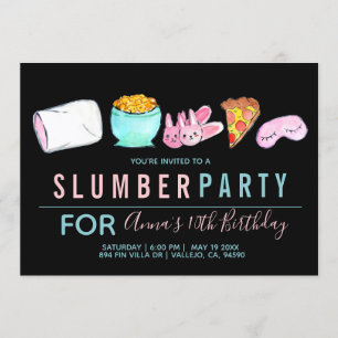 Cute sleepover slumber party birthday invite