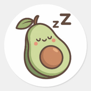 Cute Sleepy Avocado – Transparent Sticker