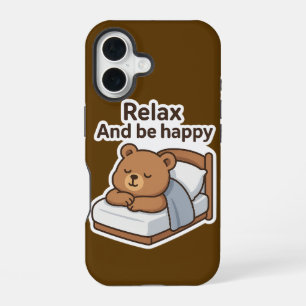 Cute Sleepy Bear Sticker iPhone 16 Case