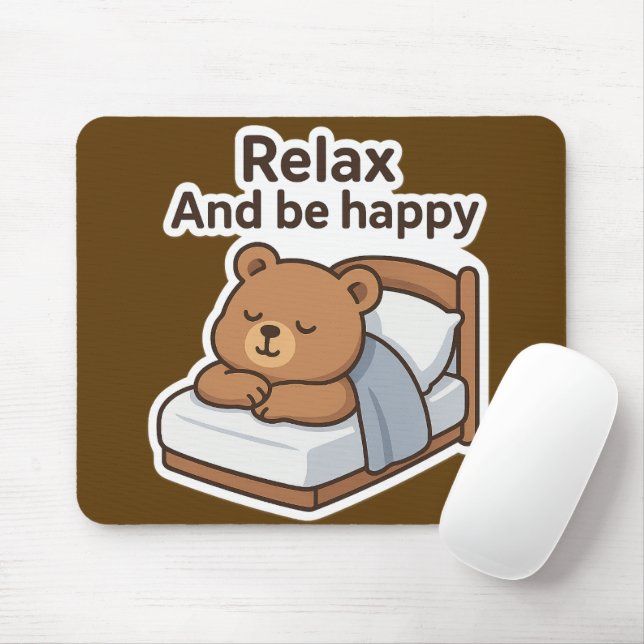 Cute Sleepy Bear Sticker Mouse Pad (With Mouse)
