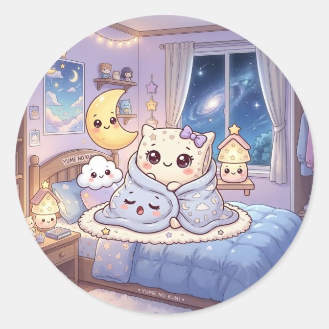 Cute Sleepy Bedroom Sticker (Front)