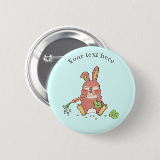 Cute Sleepy Bunny Rabbit Blue 6 Cm Round Badge