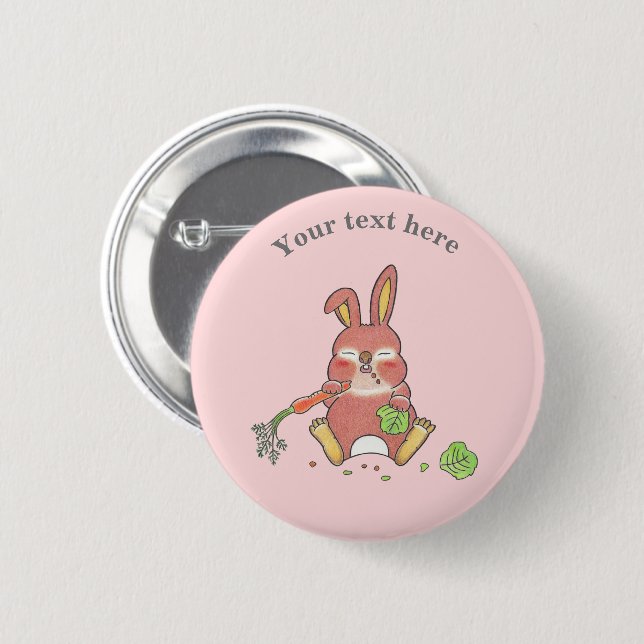 Cute Sleepy Bunny Rabbit Pink 6 Cm Round Badge (Front & Back)