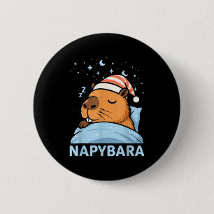 Cute Sleepy Capybara Funny Napybara Pajamas  6 Cm Round Badge