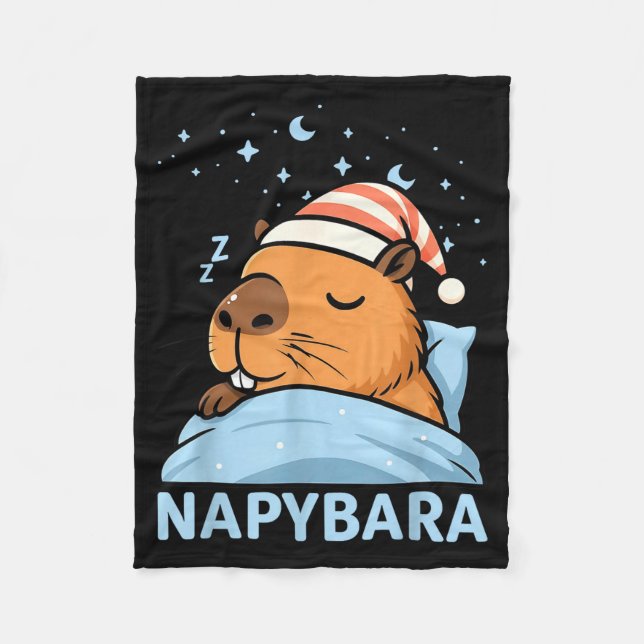 Cute Sleepy Capybara Funny Napybara Pajamas  Fleece Blanket (Front)