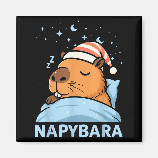 Cute Sleepy Capybara Funny Napybara Pajamas  Magnet (Front)