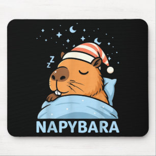 Cute Sleepy Capybara Funny Napybara Pajamas  Mouse Pad