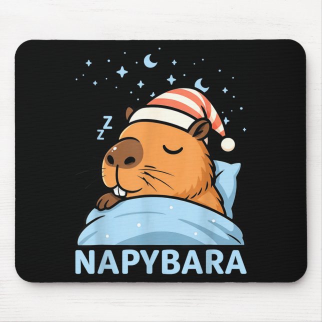 Cute Sleepy Capybara Funny Napybara Pajamas  Mouse Pad (Front)