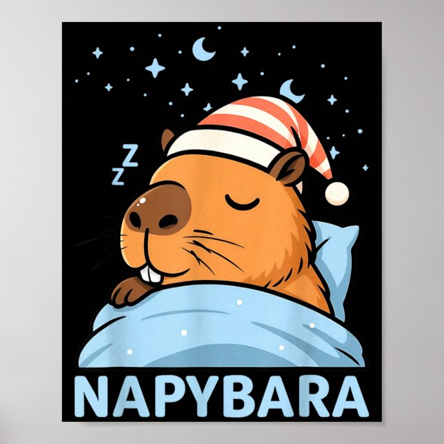 Cute Sleepy Capybara Funny Napybara Pajamas  Poster (Front)
