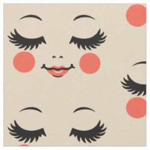 cute sleepy cartoon doll faces art illustrations fabric