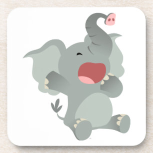 Cute Sleepy Cartoon Elephant Coasters Set