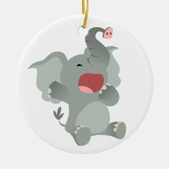 Cute Sleepy Cartoon Elephant Ornament (Front)