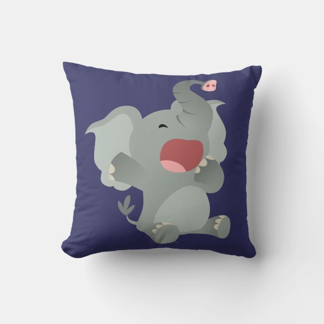 Cute Sleepy Cartoon Elephant Pillow (Front)