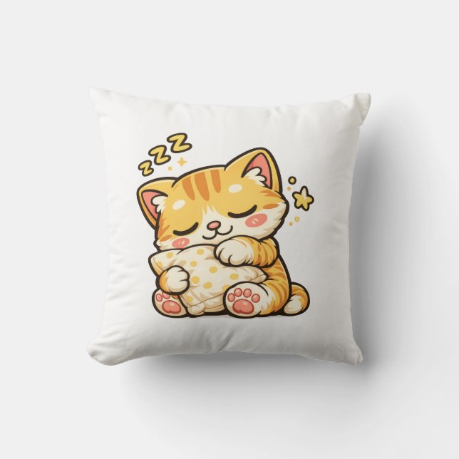 Cute Sleepy Cat Pillow (Front)