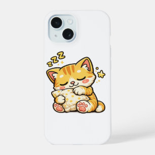 Cute Sleepy Cat Pillow iPhone 15 Case